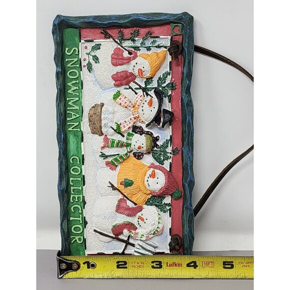 Christmas Holiday Snowman Collector Wall‎ Plaque With Rustic Leather Strap - Picture 6 of 7
